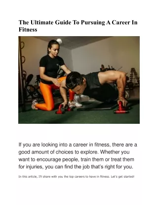The Ultimate Guide To Pursuing A Career In Fitness