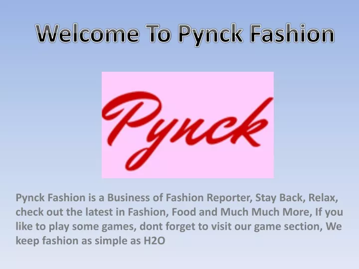 welcome to pynck fashion