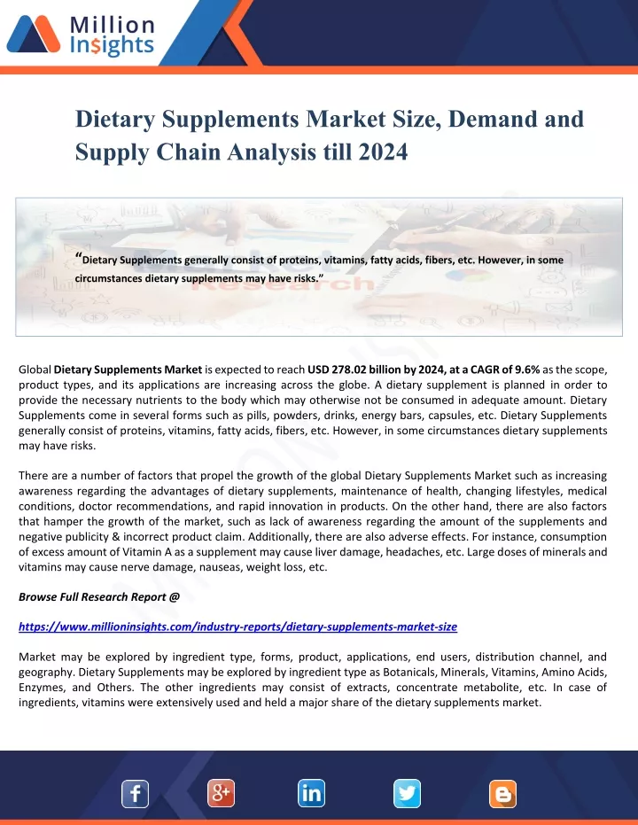 dietary supplements market size demand and supply