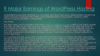 9 major earnings of wordpress hosting
