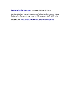 dedicated html programmer html development company