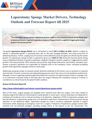 Laparotomy Sponge Market Drivers, Technology Outlook and Forecast Report till 2025