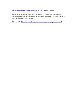hire best wordpress plugin developer in 2020