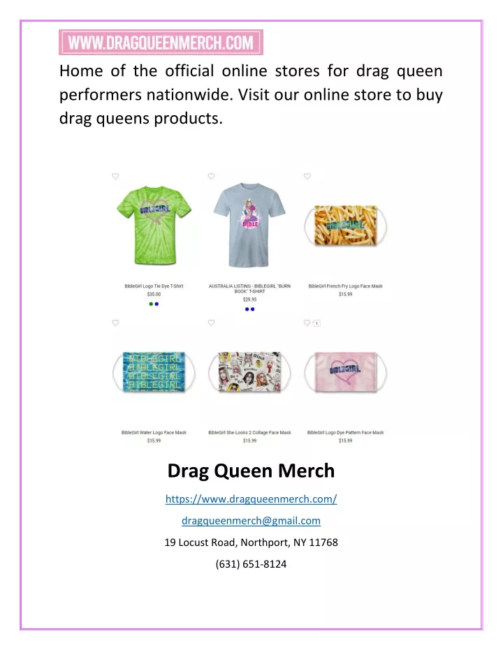 home of the official online stores for drag queen
