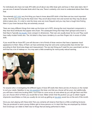 for individuals who have not read bts dolls