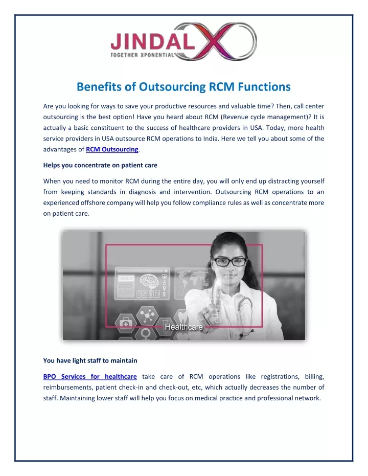 benefits of outsourcing rcm functions