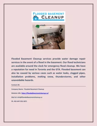Flooded Basement Cleanup Toronto | floodedbasementcleanup.ca