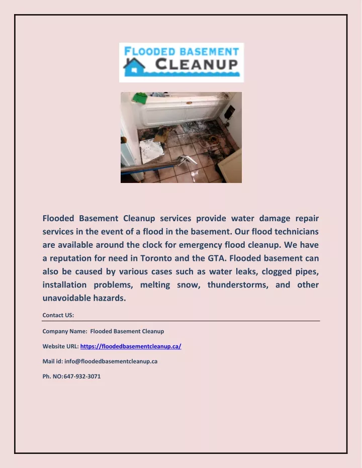 flooded basement cleanup services provide water