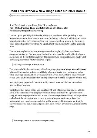 read this overview new bingo sites uk 2020 bonus