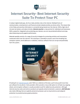 Internet Security- Best Internet Security Suite To Protect Your PC