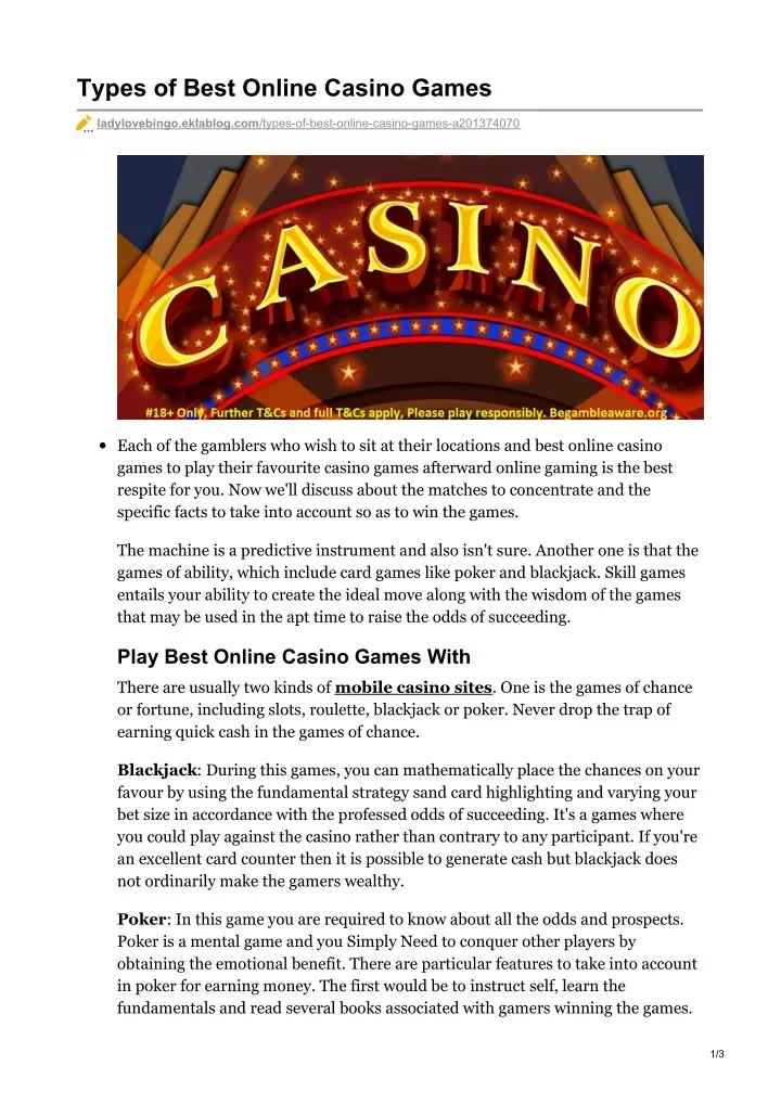 types of best online casino games