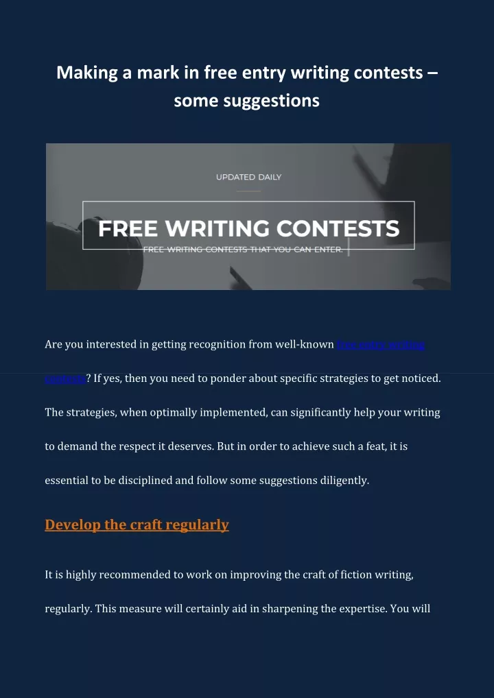 making a mark in free entry writing contests some