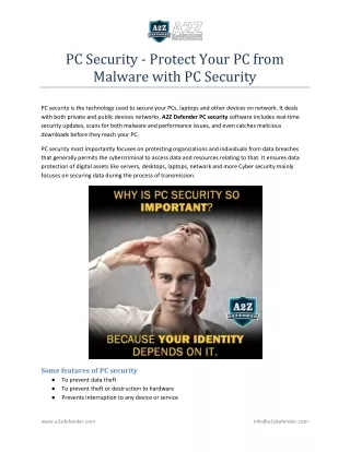 PC Security - Protect Your PC from Malware with PC Security