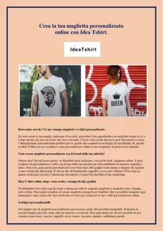 Crea la tua maglietta personalizzata online con Idea Tshirt