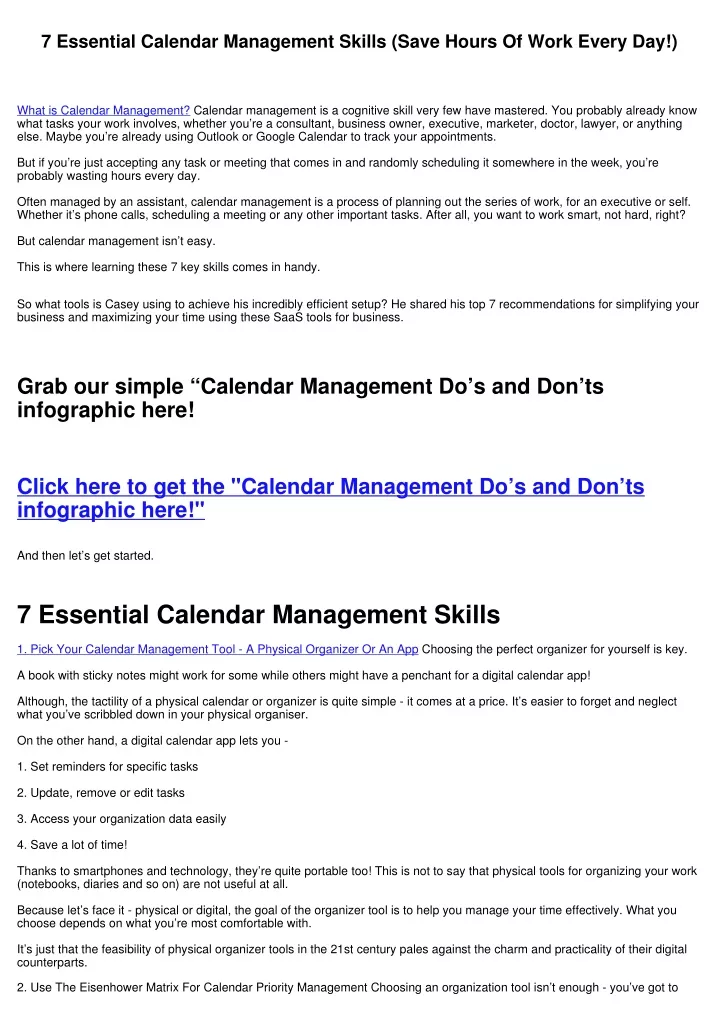 7 essential calendar management skills save hours