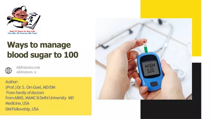 ways to manage blood sugar to 100