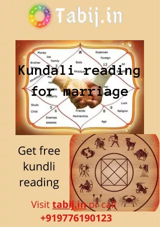 Kundali reading for marriage: Get online free kundli examination call  919776190123 or visit tabij.in