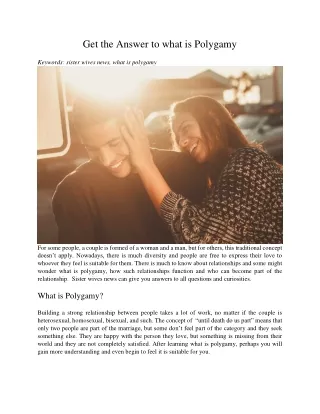 get the answer to what is polygamy