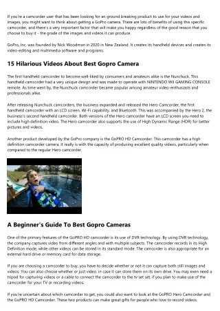 A Productive Rant About Best Gopro Cameras