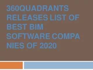 360QUADRANTS RELEASES LIST OF BEST BIM SOFTWARE COMPANIES OF 2020