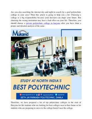 private polytechnic college in haryana