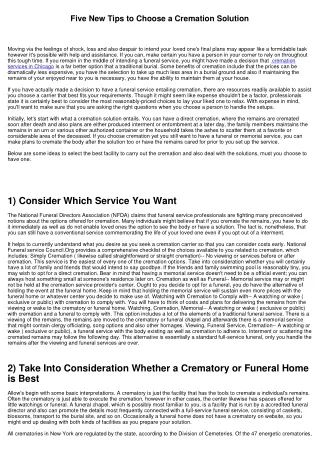 Five New Tips to Pick a Cremation Solution