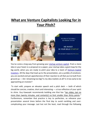 What are Venture Capitalists Looking for in Your Pitch?