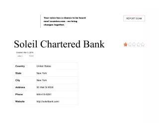 Soleil Chartered Bank - Scamion