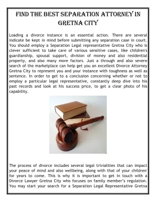 find the best separation attorney in gretna city