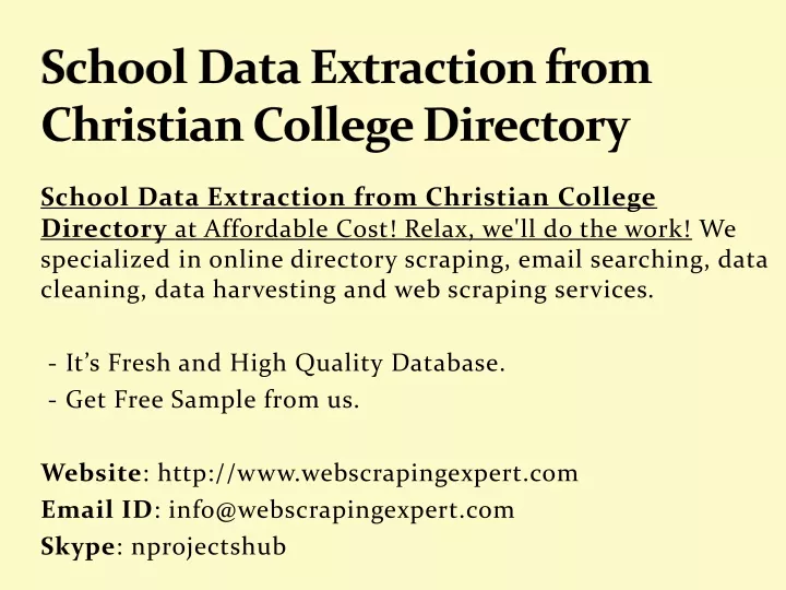 school data extraction from christian college directory