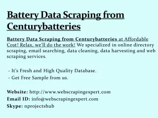 battery data scraping from centurybatteries