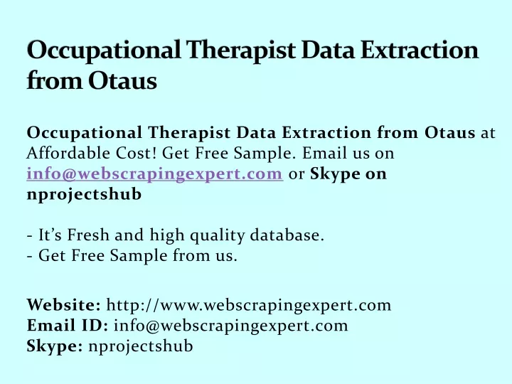 occupational therapist data extraction from otaus