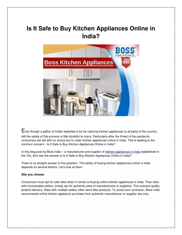is it safe to buy kitchen appliances online