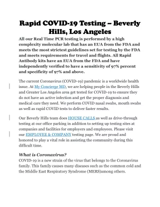 rapid covid 19 testing beverly hills los angeles