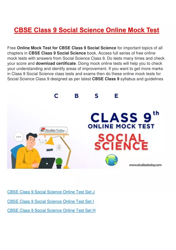 cbse class 9 social science online mock test