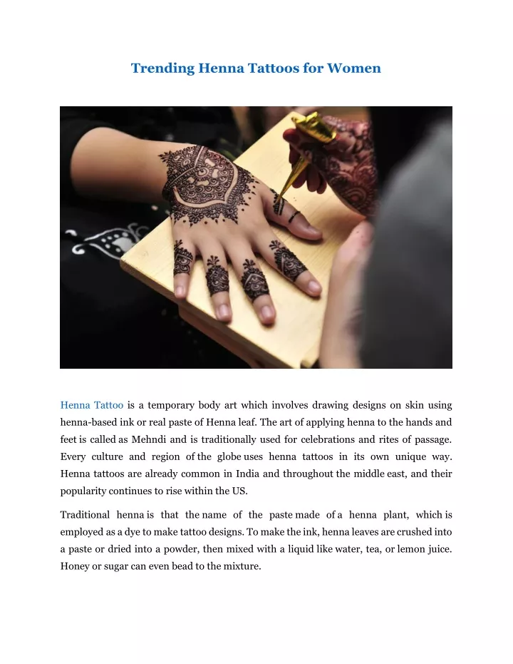 trending henna tattoos for women