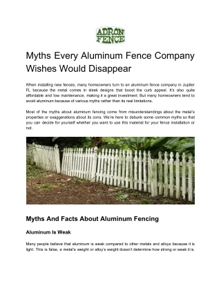 Myths Every Aluminum Fence Company Wishes Would Disappear