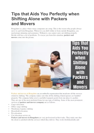 tips that aids you perfectly when shifting alone