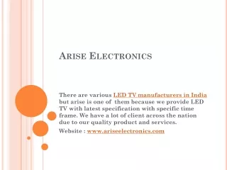 LED TV manufacturers in India – Arise Electronics