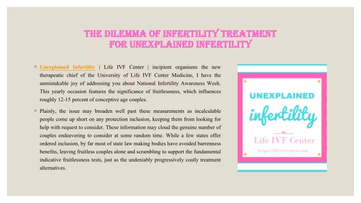 the dilemma of infertility treatment for unexplained infertility
