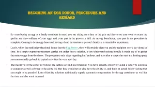 Becoming an Egg Donor, Procedure and Reward