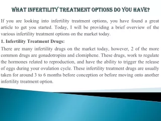 What infertility Treatment Options Do You Have?