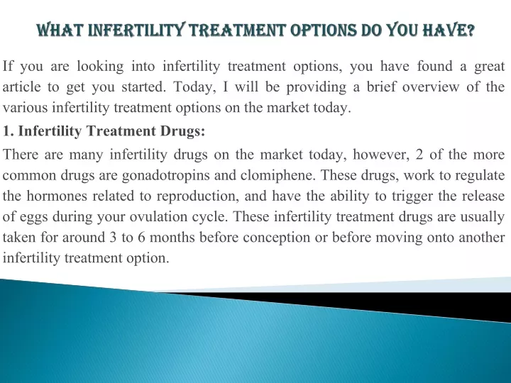 what infertility treatment options do you have