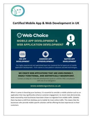 certified mobile app web development in uk