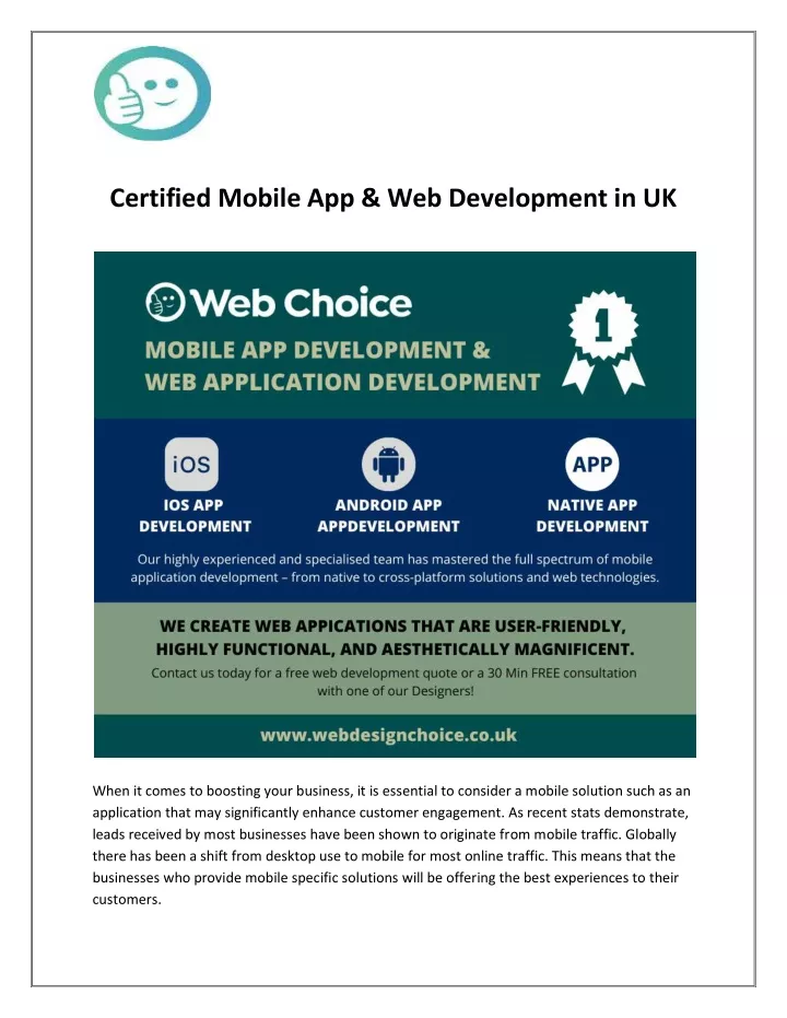 certified mobile app web development in uk