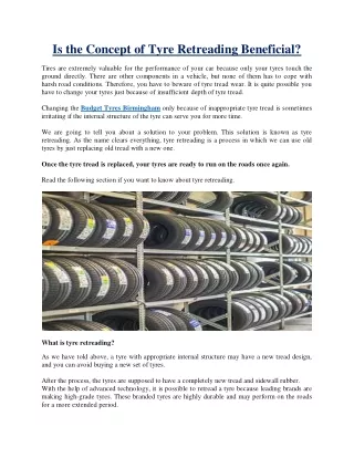 Is the Concept of Tyre Retreading Beneficial?