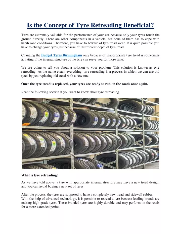 is the concept of tyre retreading beneficial