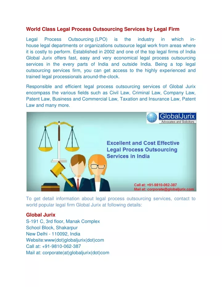 world class legal process outsourcing services