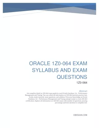 Oracle 1Z0-064 Exam Syllabus and Exam Questions