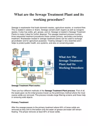 what are the sewage treatment plant